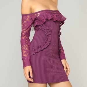 Off Shoulder Bandage Plum Purple Dress Size XL